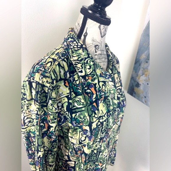 Christopher & Banks Multicolor Abstract Button Down, Two Side pocket Shirt Siz M - Picture 3 of 10